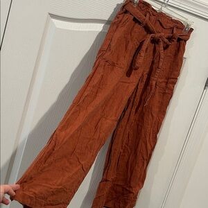 Blank NYC Rust Wide-Leg Pants with Tie Waist